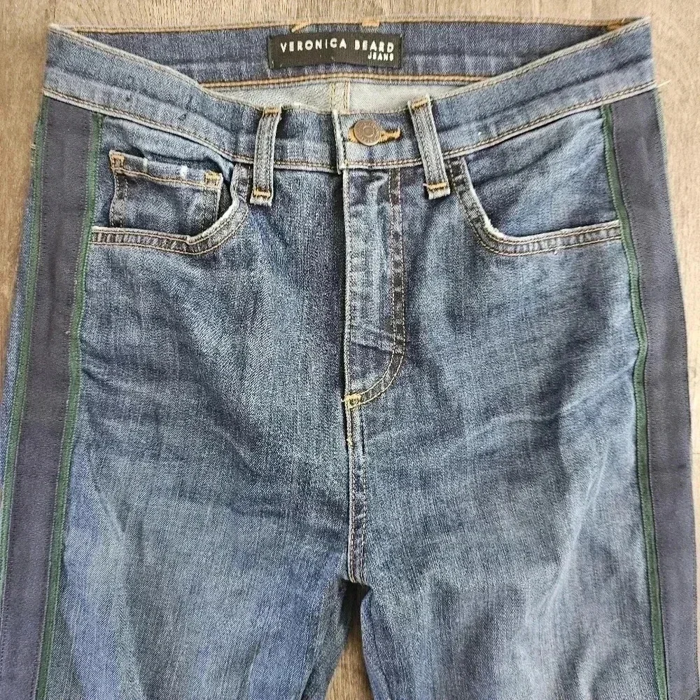 Veronica Beard Carly Kick Flare Tux Stripe High Rise Jeans‎ Size 27 - Picture 4 of 8